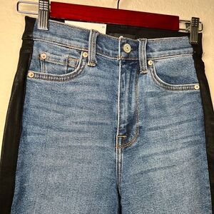 7 for all mankind faux leather, two-tone high waist skinny jeans 🔥NWT 🔥 size 2